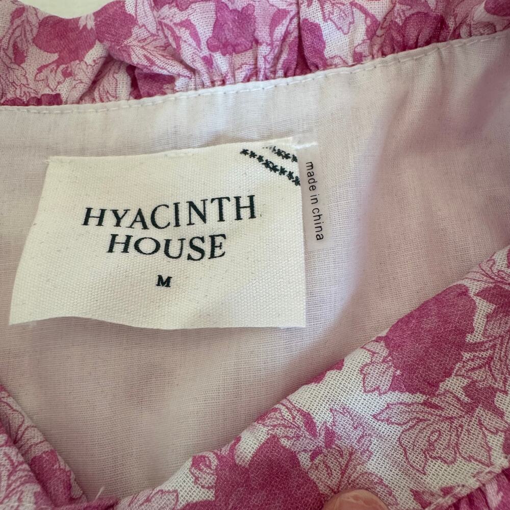 Tuckernuck New Hyacinth House Pink White Floral Midi Dress Size Medium Linen - Picture 6 of 12